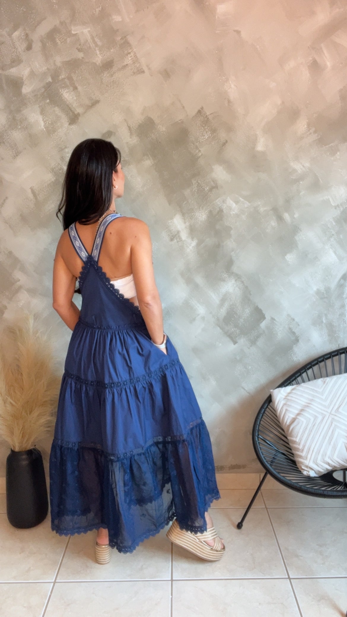 Navy Overall Maxi Dress