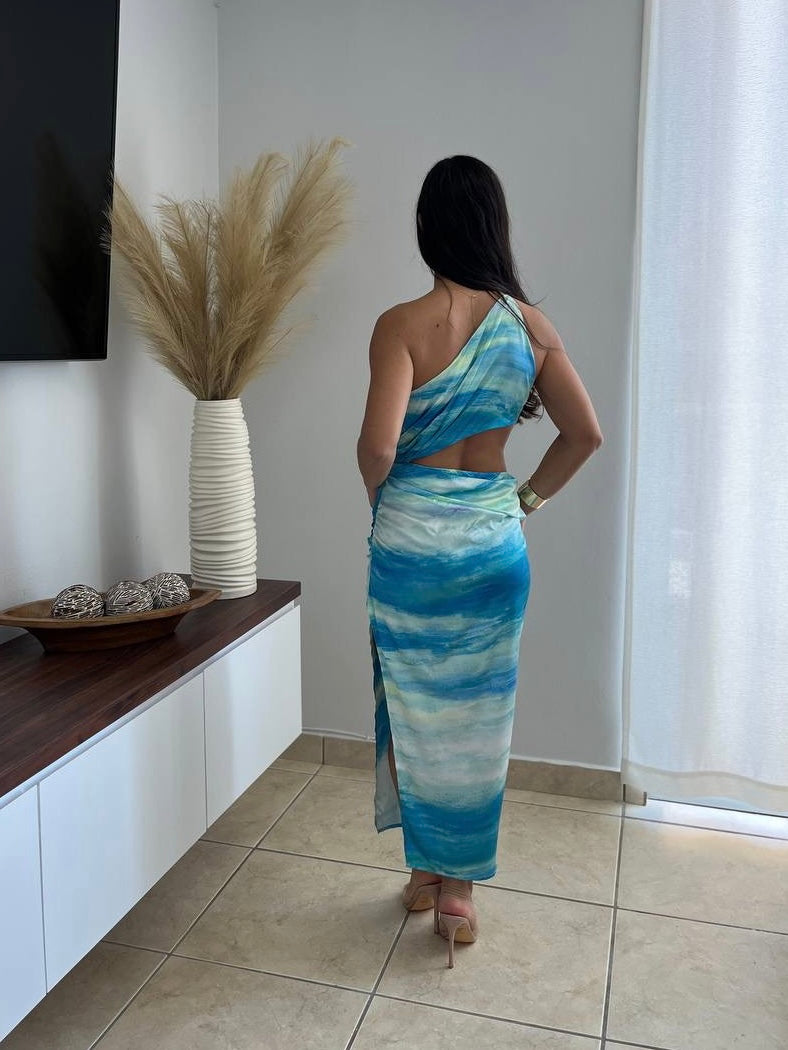 Maxi blue satin